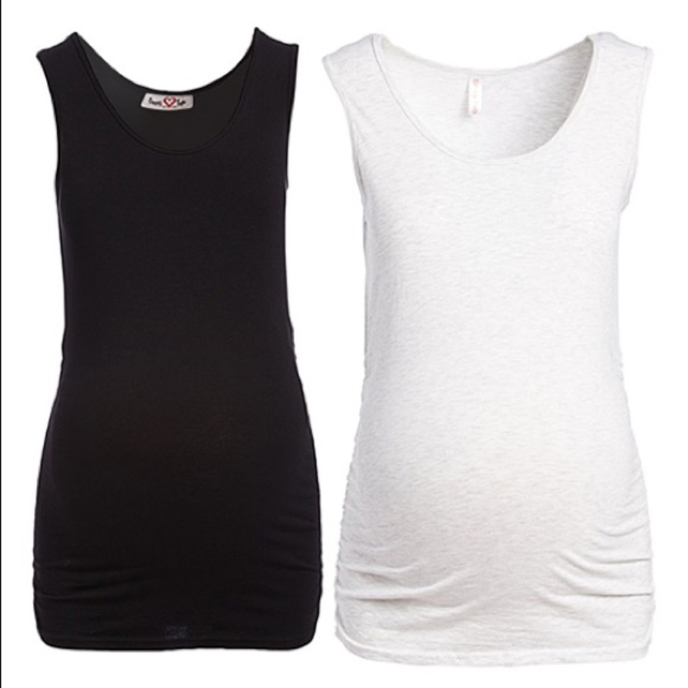 Black & Heather Ruched Maternity Tank Set